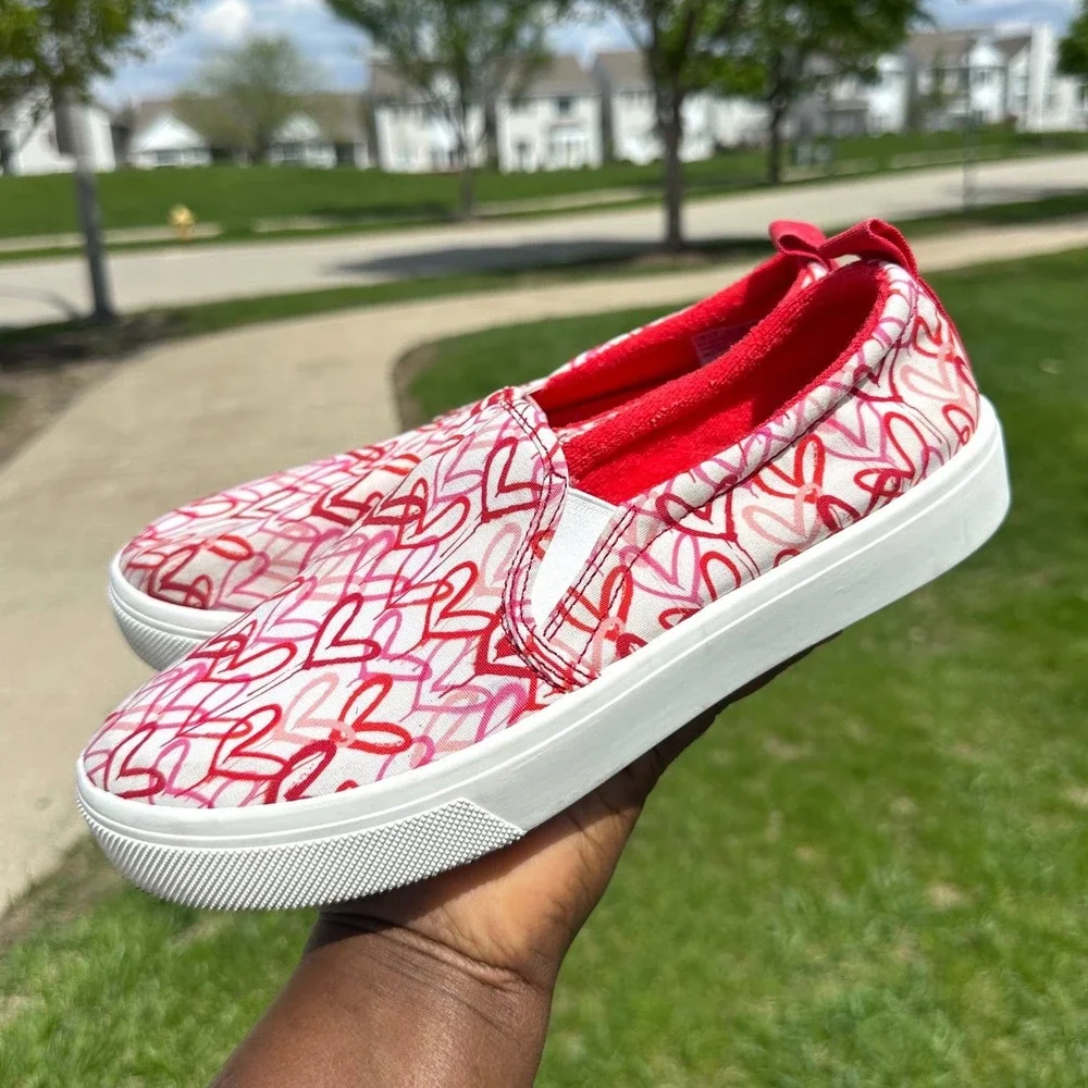 Skechers x JGoldcrown Poppy Drippin Love Women's‎ Slip On Sneakers Size 8 Red